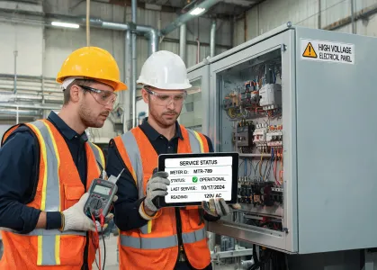 Maintenance team reviewing meter status